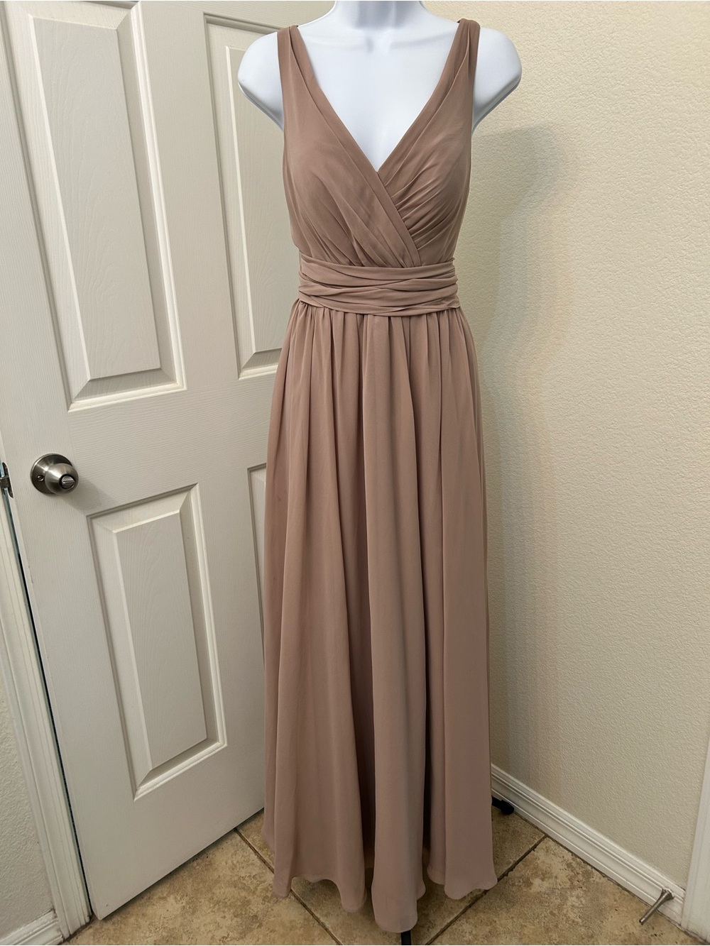 Azazie Taupe Chiffon Maxi Dress A4 Bridesmaid Formal Wedding Guest